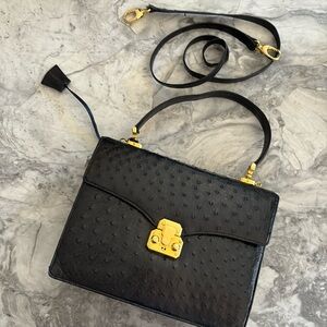 Vintage Lorenzi genuine ostrich purse black
